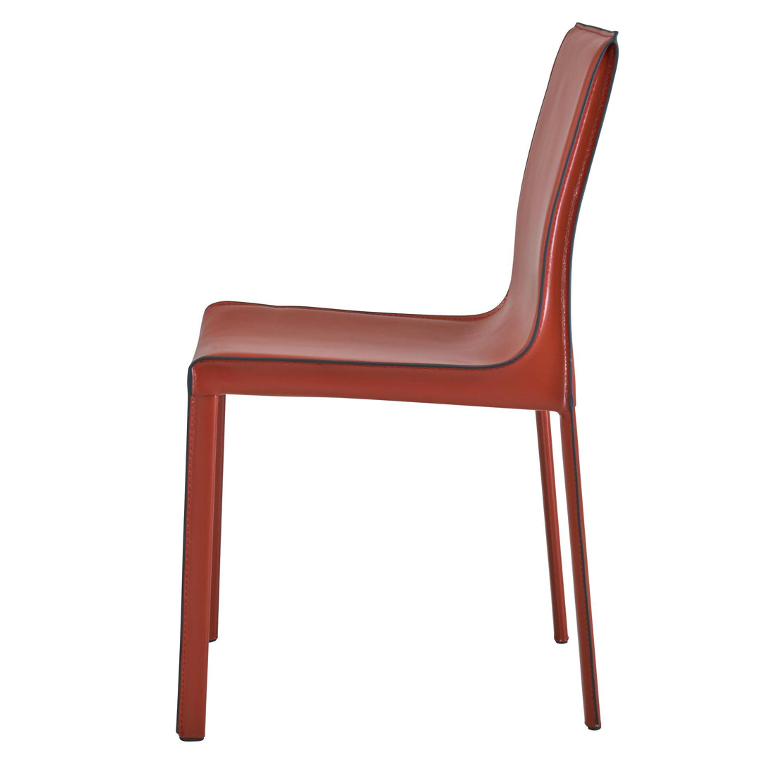 Gervin Recycled Leather Dining Side Chair - Cordovan - view 4