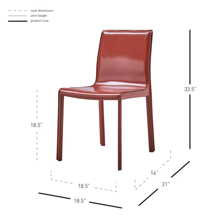 Gervin Recycled Leather Dining Side Chair - Cordovan - view 2