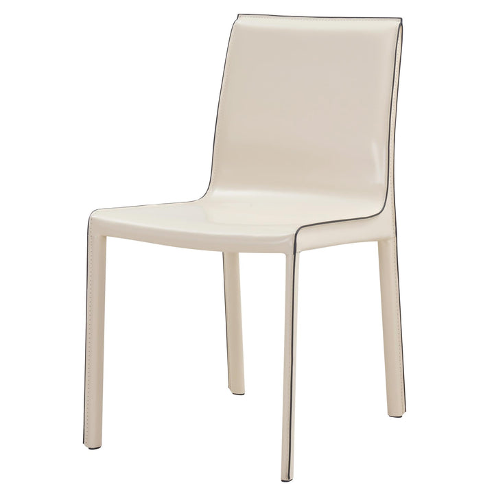 Gervin Recycled Leather Dining Side Chair - Vanilla