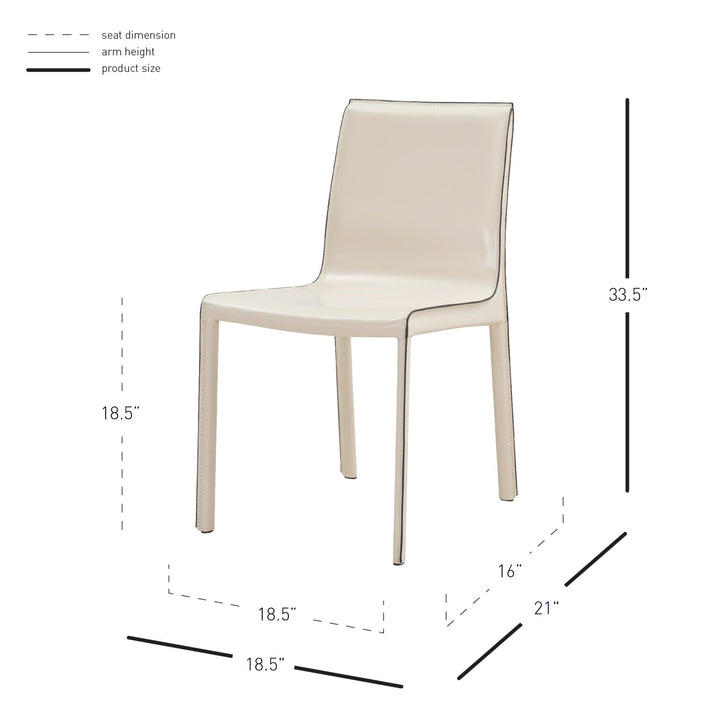 Gervin Recycled Leather Dining Side Chair - Vanilla - view 2