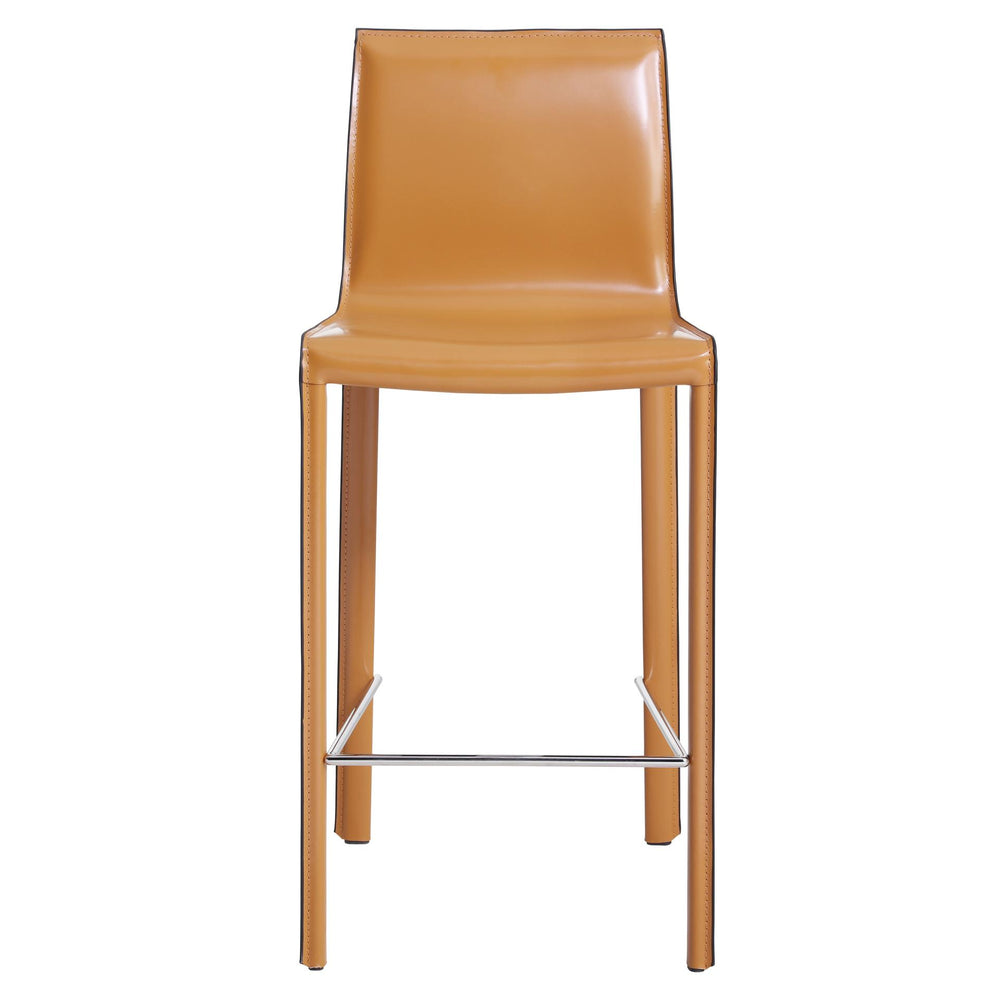 Gervin Recycled Leather Counter Stool - Chestnut - view 4