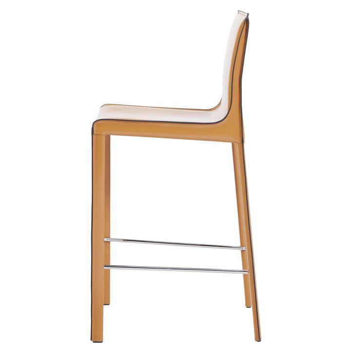 Gervin Recycled Leather Counter Stool - Chestnut - view 5