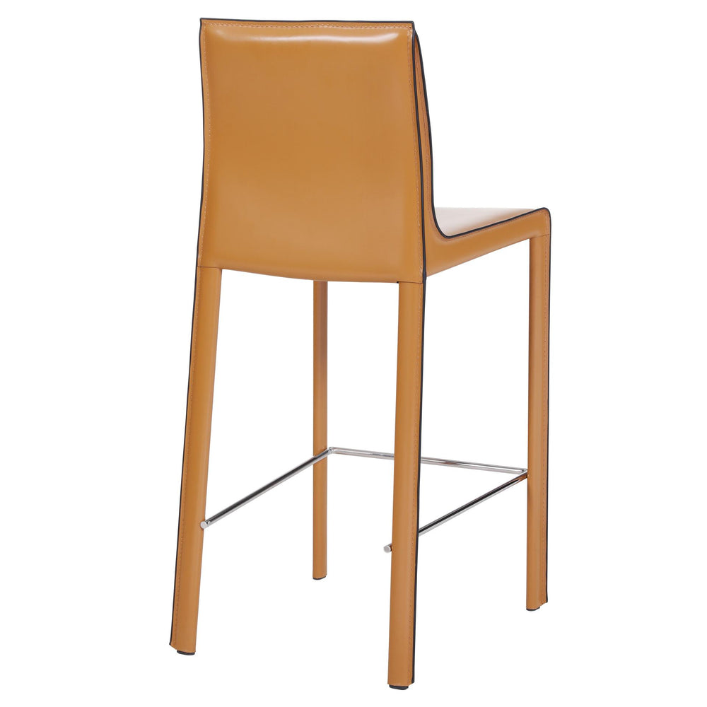 Gervin Recycled Leather Counter Stool - Chestnut - view 7