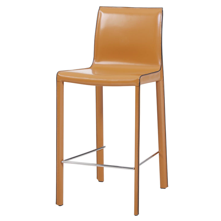 Gervin Recycled Leather Counter Stool - Chestnut
