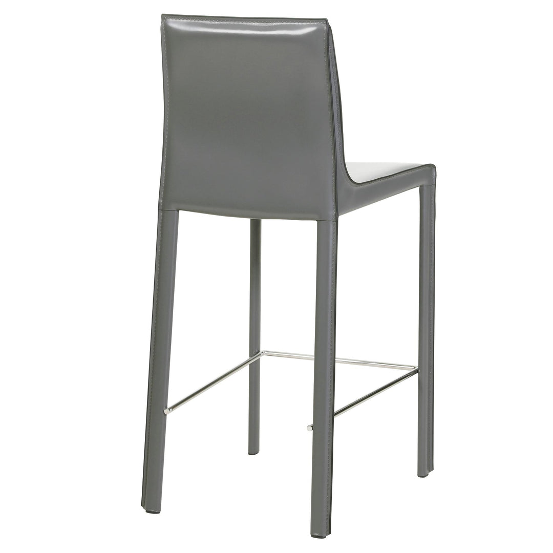Gervin Recycled Leather Counter Stool - Anthracite - view 6