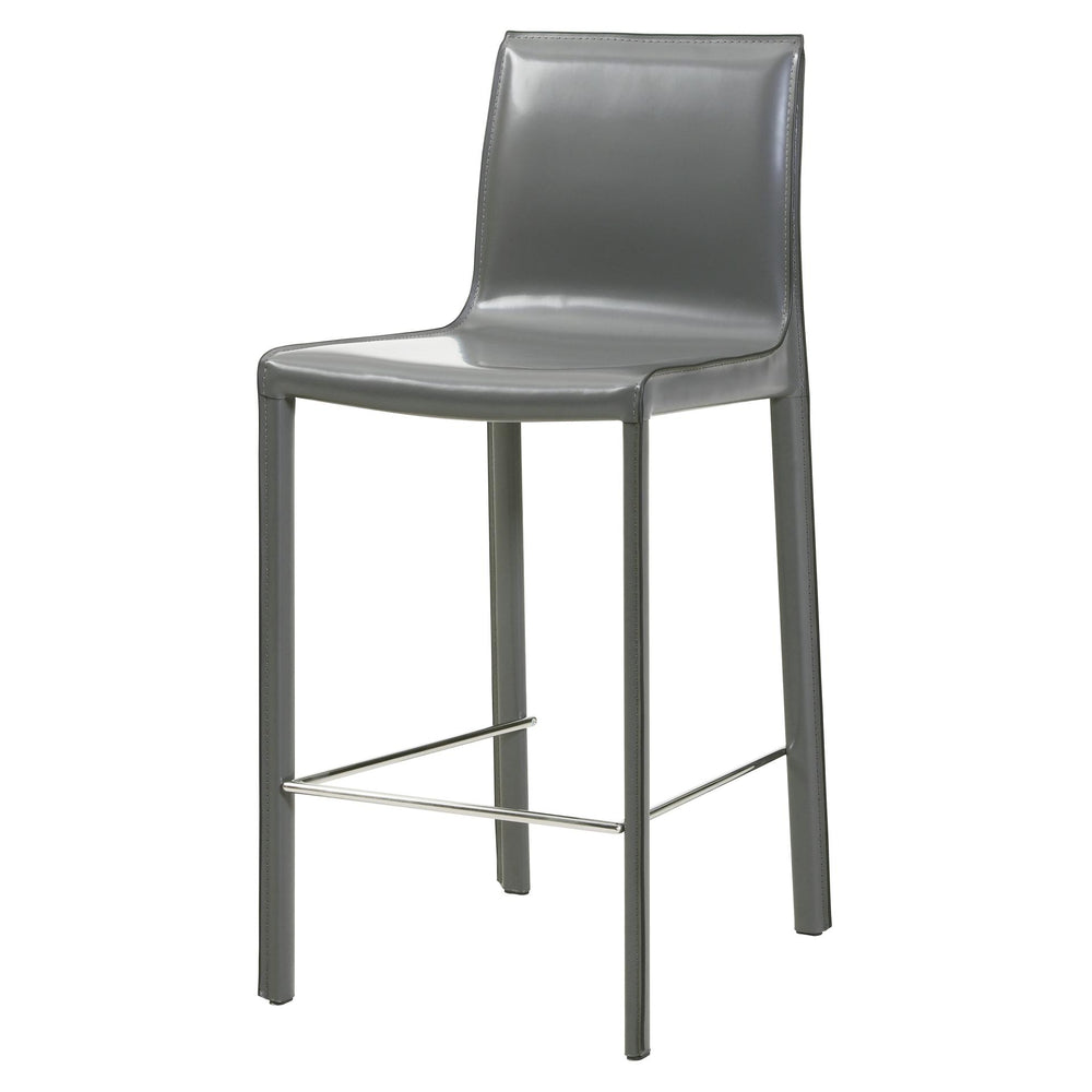 Gervin Recycled Leather Counter Stool - Anthracite