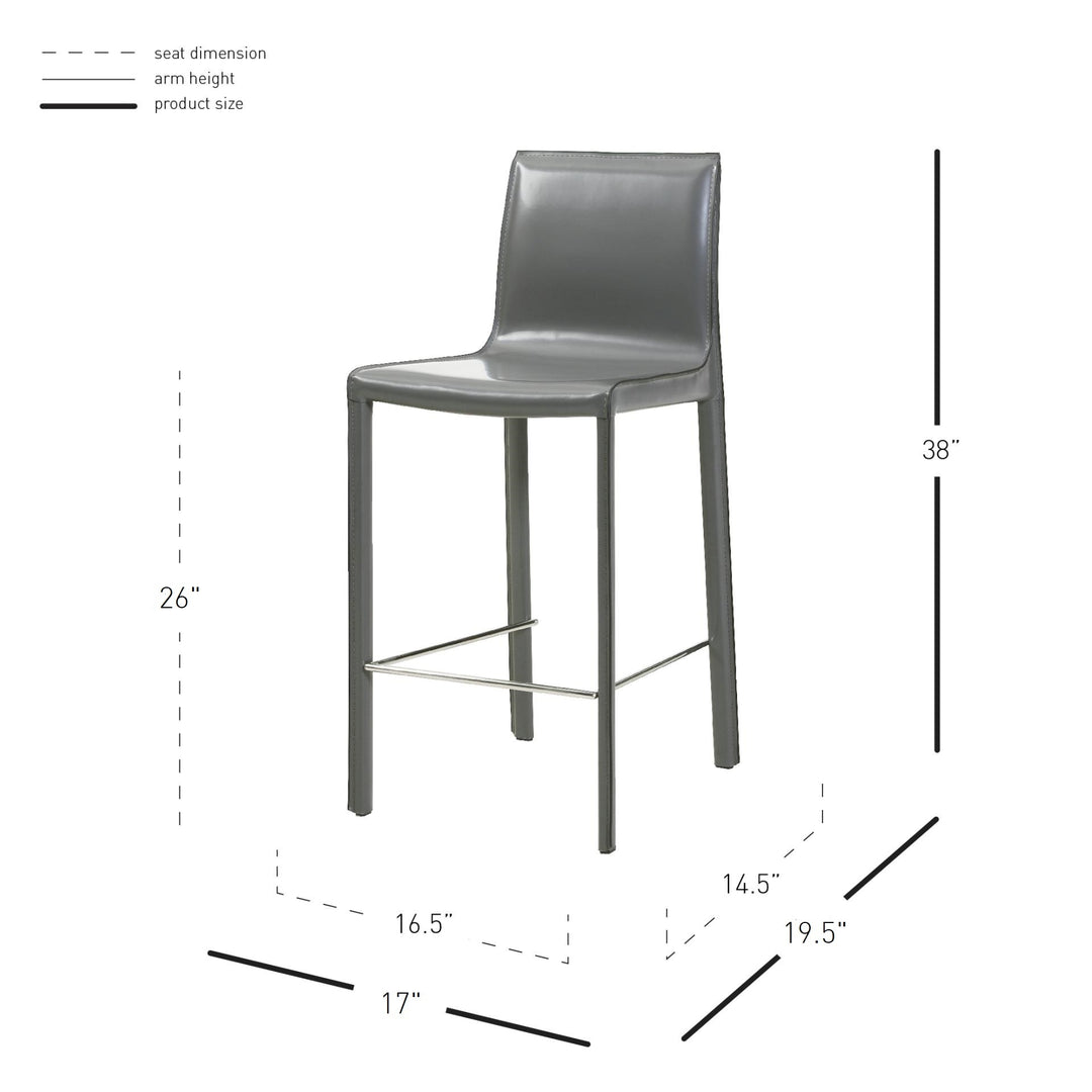 Gervin Recycled Leather Counter Stool - Anthracite - view 2