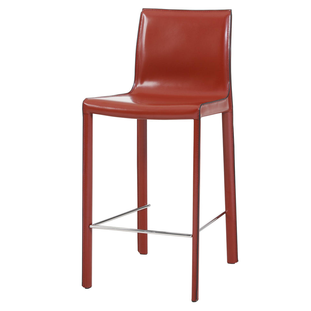 Gervin Recycled Leather Counter Stool - Cordovan