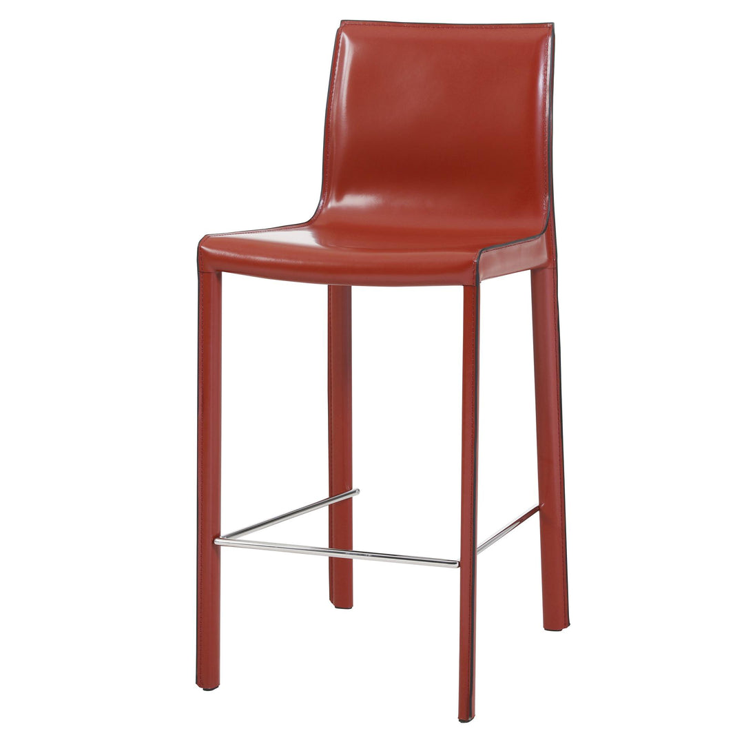 Gervin Recycled Leather Counter Stool - Cordovan