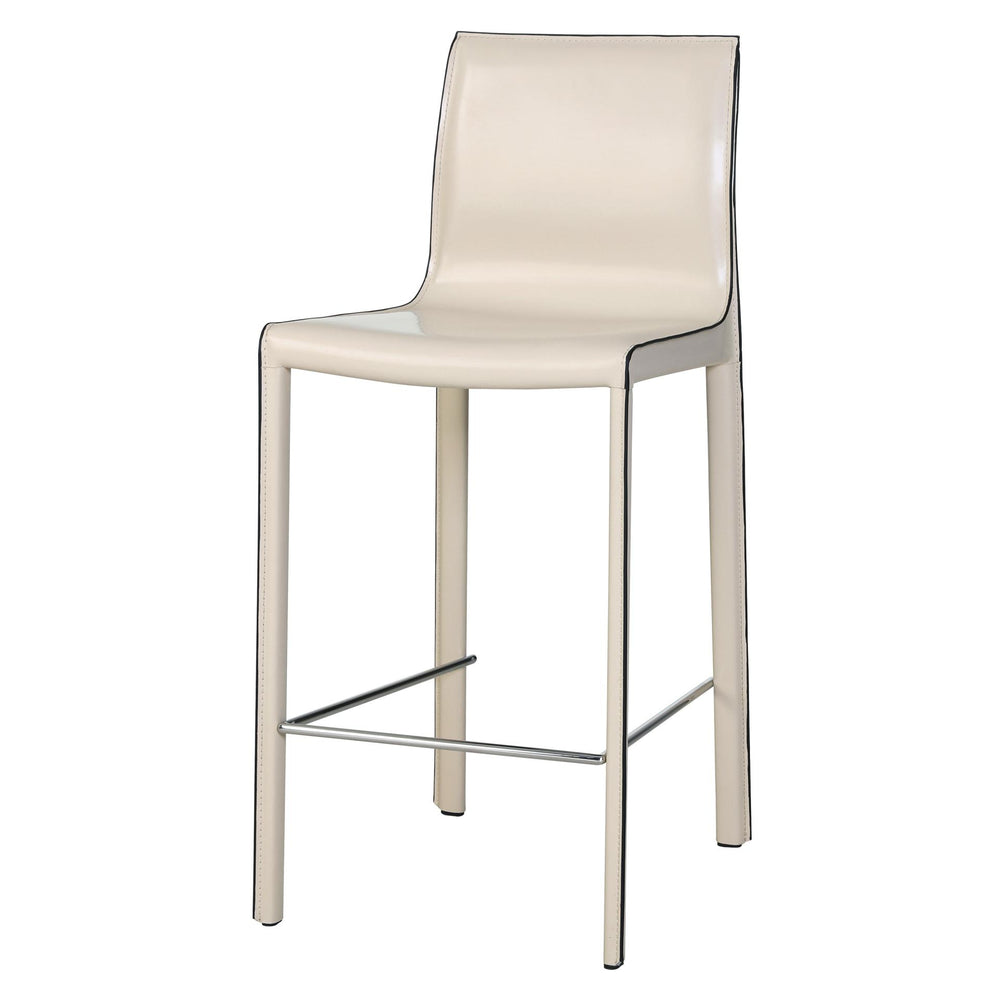 Gervin Recycled Leather Counter Stool - Vanilla