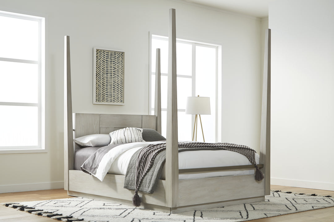 Modus Furniture Dez7J5 Destination Wood Poster Bed In Cotton Grey