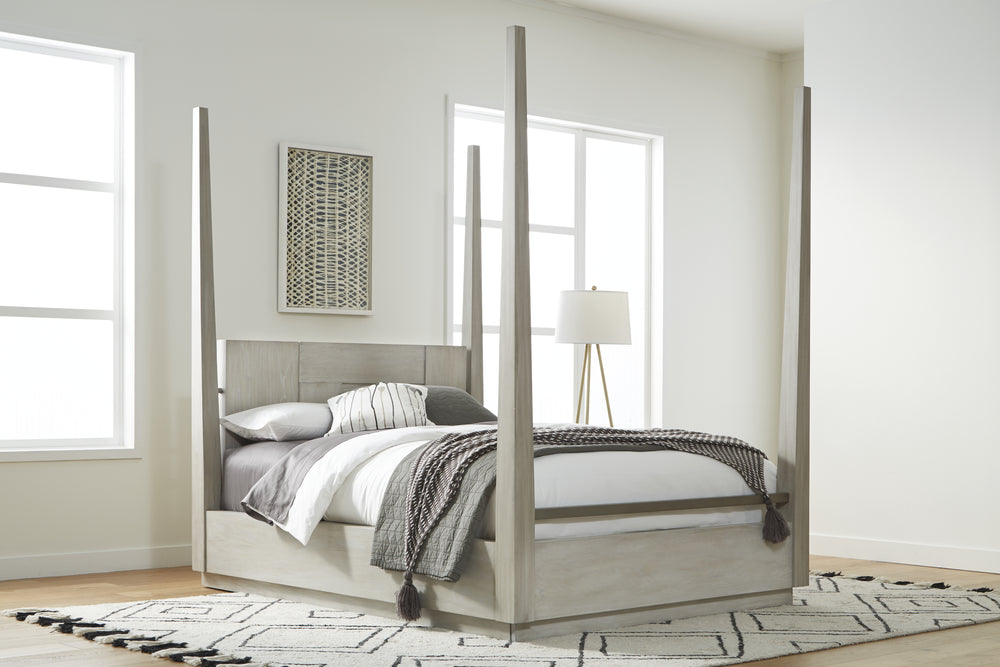 Modus Furniture Dez7J4 Destination Wood Poster Bed In Cotton Grey