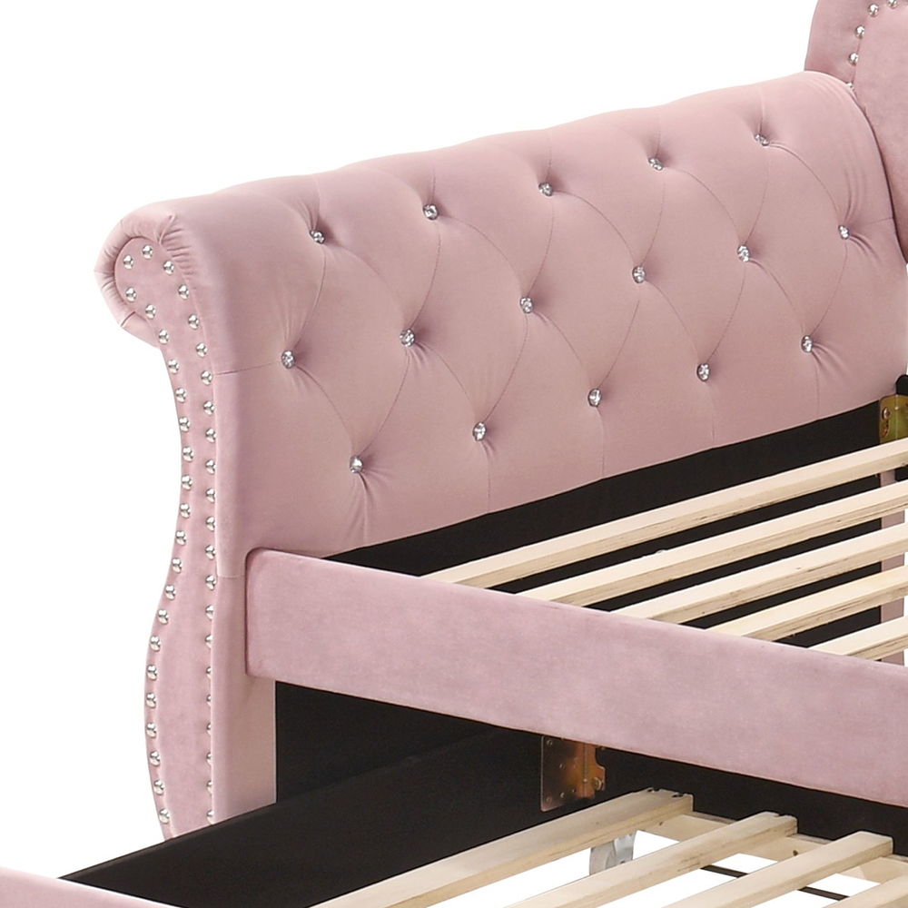 Adkins - Twin Daybed With Trundle - Pink Velvet