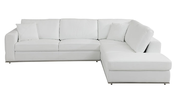 DivanItalia 998 Right Arm Facing Sectional in Top-Grain Italian Leather - White