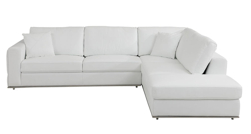 DivanItalia 998 Right Arm Facing Sectional in Top-Grain Italian Leather - White