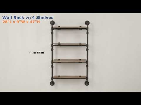 Brantley - Wall Rack With 4 Shelves - Oak & Sandy Black