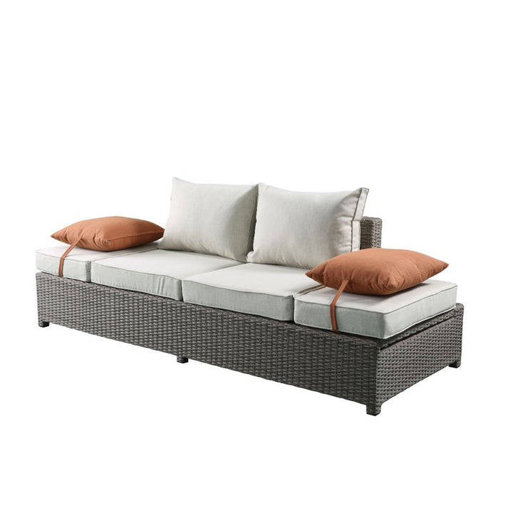 Salena Patio Sofa with 2 Pillows &amp; Ottoman