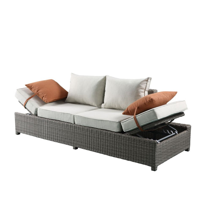 Salena Patio Sofa with 2 Pillows &amp; Ottoman