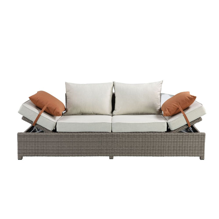Salena Patio Sofa with 2 Pillows &amp; Ottoman