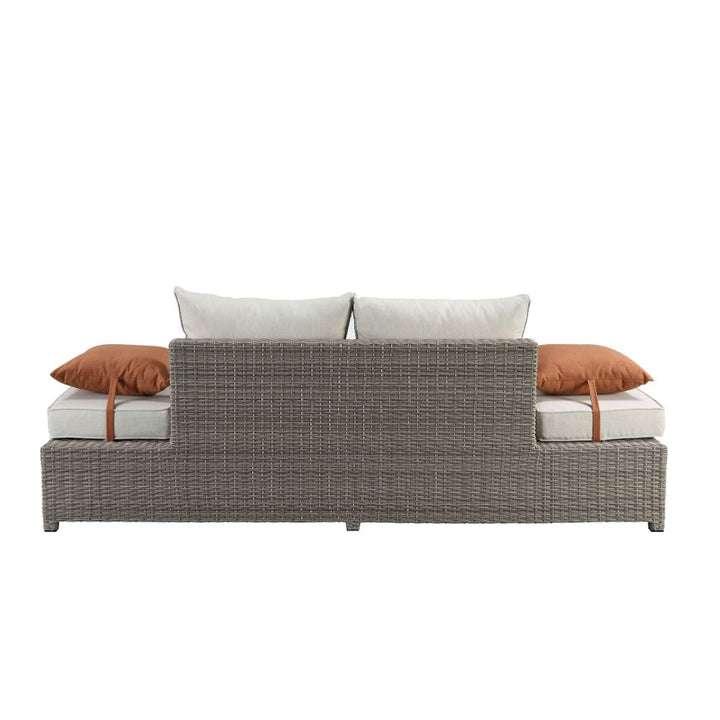 Salena Patio Sofa with 2 Pillows &amp; Ottoman