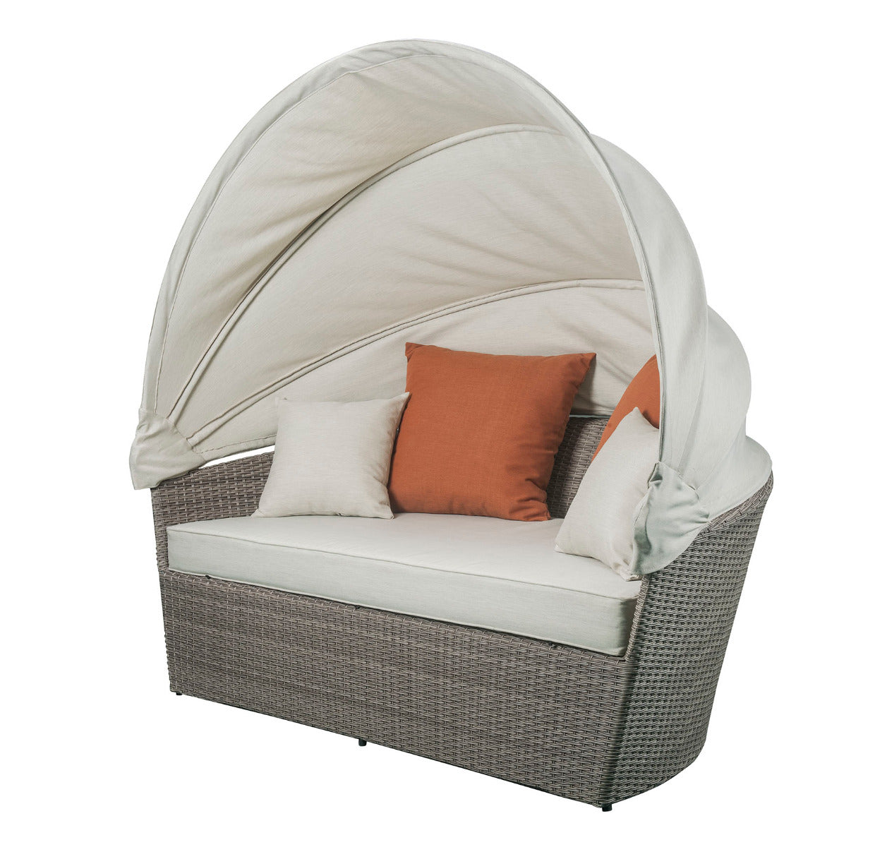 Salena Patio Canopy Sofa with 4 Pillows & Ottoman