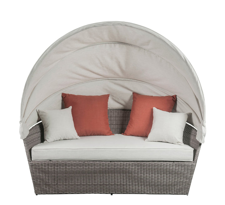 Salena Patio Canopy Sofa with 4 Pillows & Ottoman