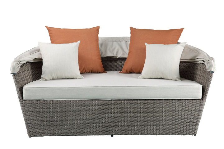 Salena Patio Canopy Sofa with 4 Pillows & Ottoman