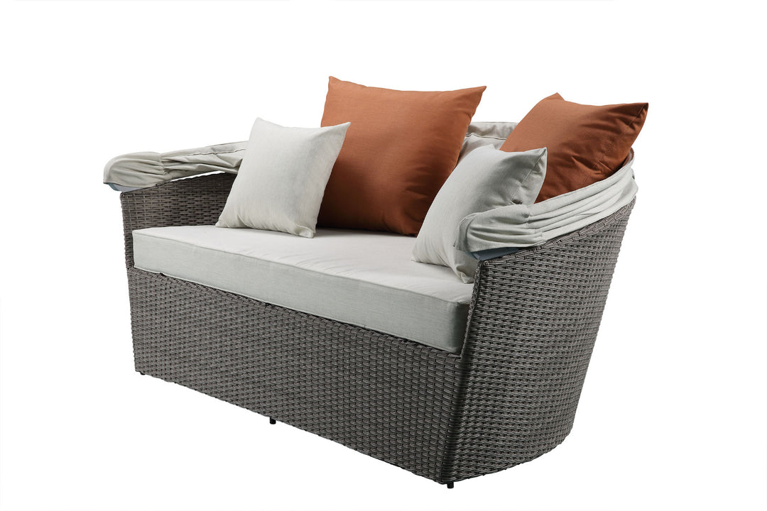 Salena Patio Canopy Sofa with 4 Pillows & Ottoman