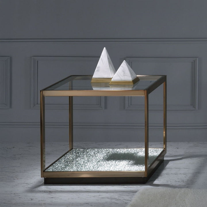 Kaia - End Table - Glass & Gold