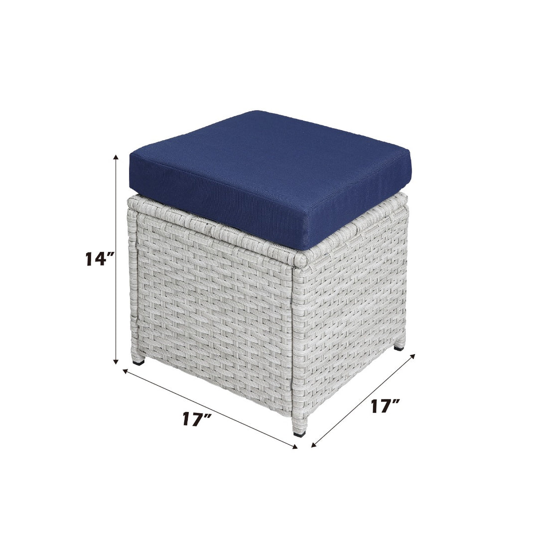 Paitalyi 9PC Bistro Set in Blue Fabric & Wicker - dimensions