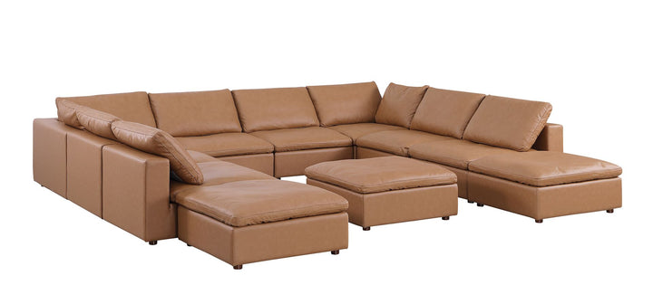 DivanItalia 1100 Top-Grain Italian Leather 11-Piece Sectional with Chaise - Cognac