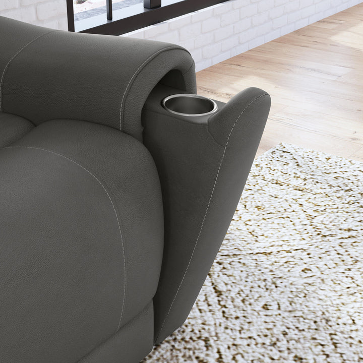 Carter Fabric Power Reclining Loveseat with Power Headrests &amp; Lumbar in Smoke