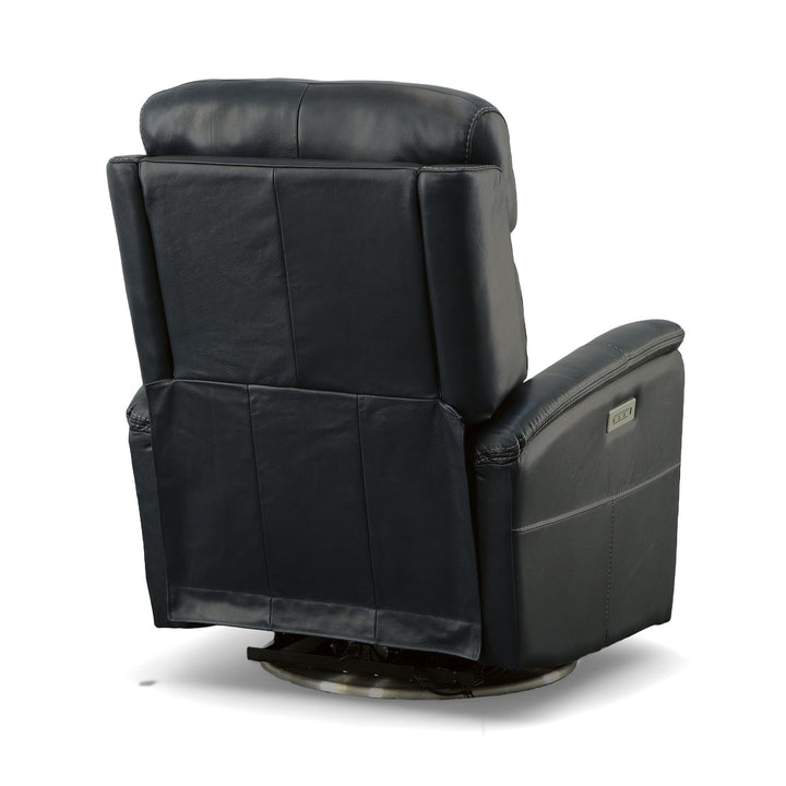 View Leather Power Swivel Recliner with Power Headrest in Ocean