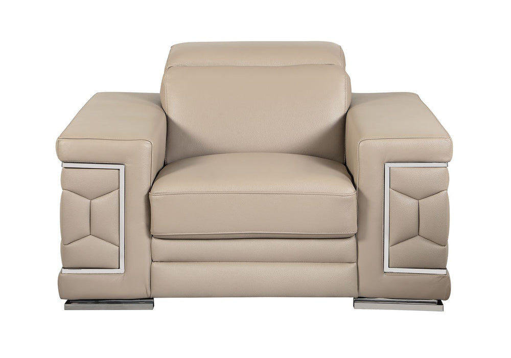 DivanItalia 692 Chair with Adjustable Headrest in Top-Grain Italian Leather - Beige