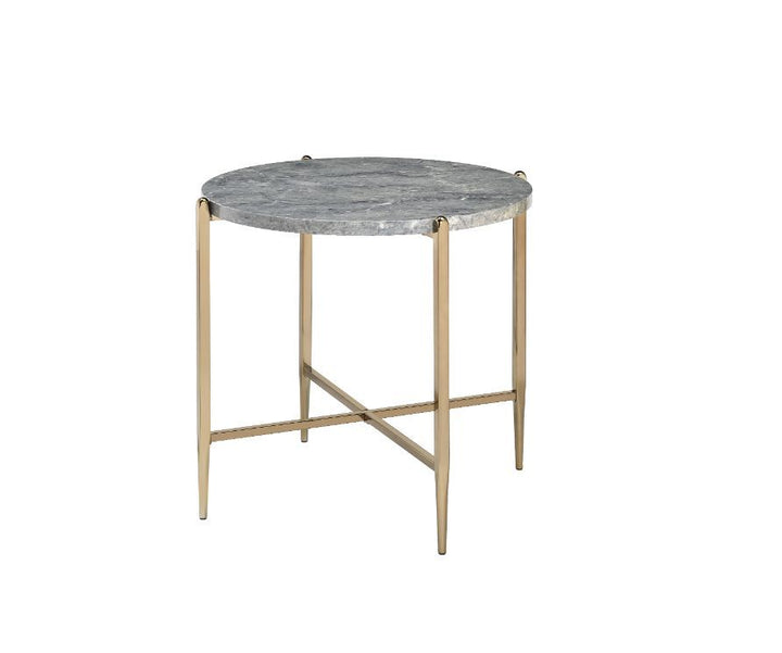 ACME Furniture Tainte End Table Faux Marble Top & Champagne