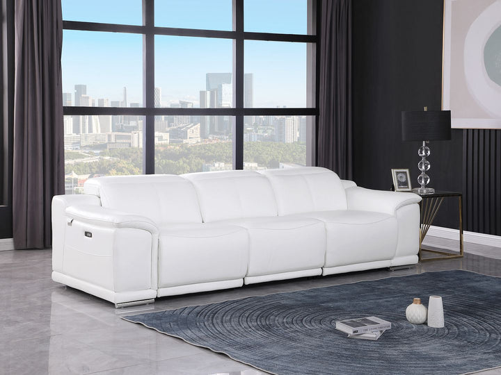 DivanItalia 9762 3-Piece Modular Power Reclining Sofa with 3 Power Recliners in Top Grain Italian Leather - White