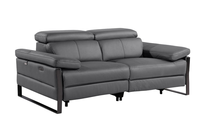 DivanItalia 1246 Top Grain Italian Leather Loveseat with Power Headrest - Dark Gray