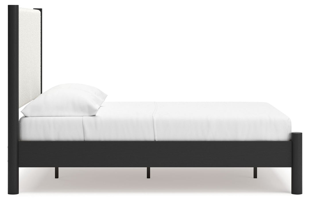 Cadmori - Full Upholstered Panel Bed - Black / White by Ashley Furniture product image