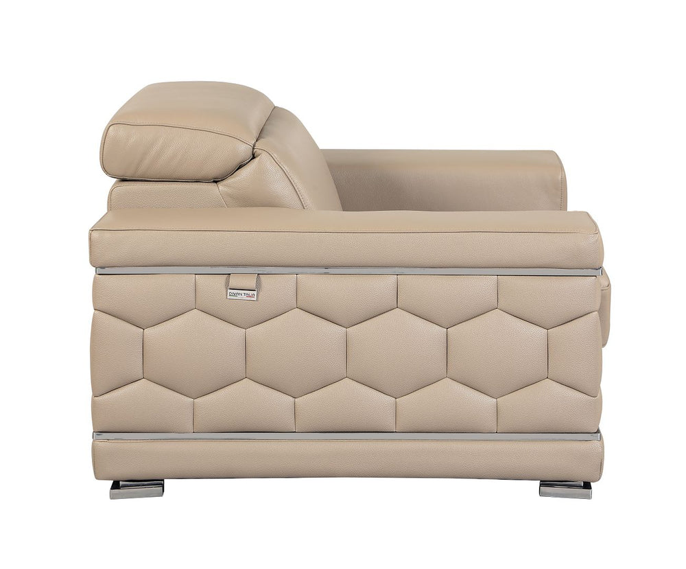 DivanItalia 692 Chair with Adjustable Headrest in Top-Grain Italian Leather - Beige