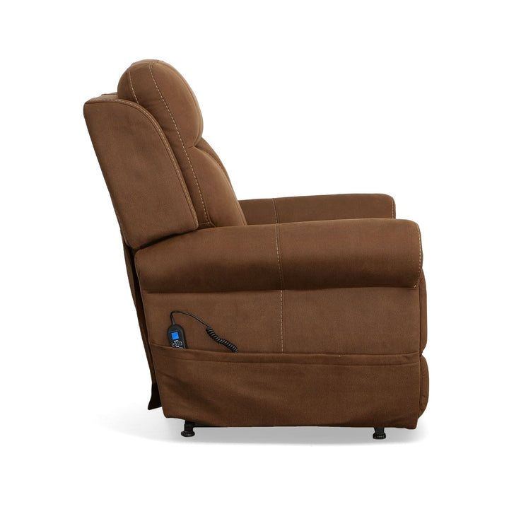 Stewart Power Lift Recliner With Power Headrest &amp; Lumbar Amber Brown