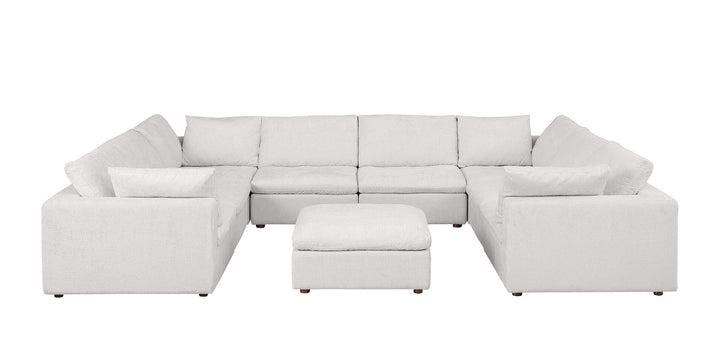 DivanItalia 1100 9-Piece U-Shaped Sectional in Top-Grain Italian Leather - Pearl
