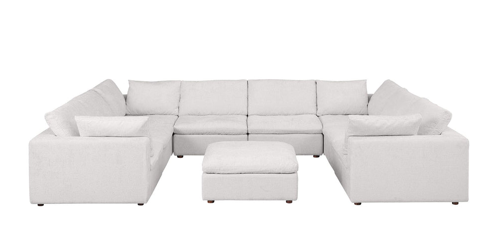 DivanItalia 1100 9-Piece U-Shaped Sectional in Top-Grain Italian Leather - Pearl