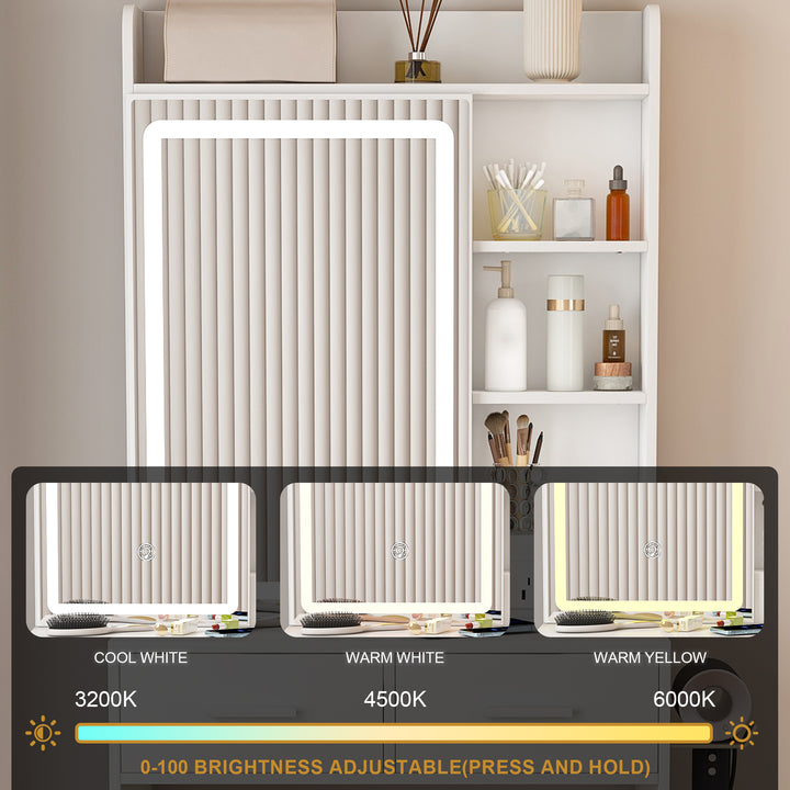 space-saving-white-makeup-vanity-desk-with-mirror-adjustable-led-lights-includes-stool-shelf