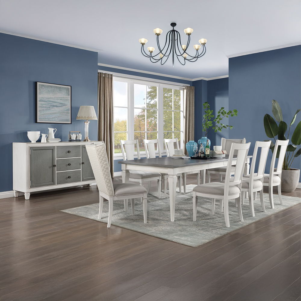 Katia - Dining Table With Leaf - Rustic Gray & Weathered White