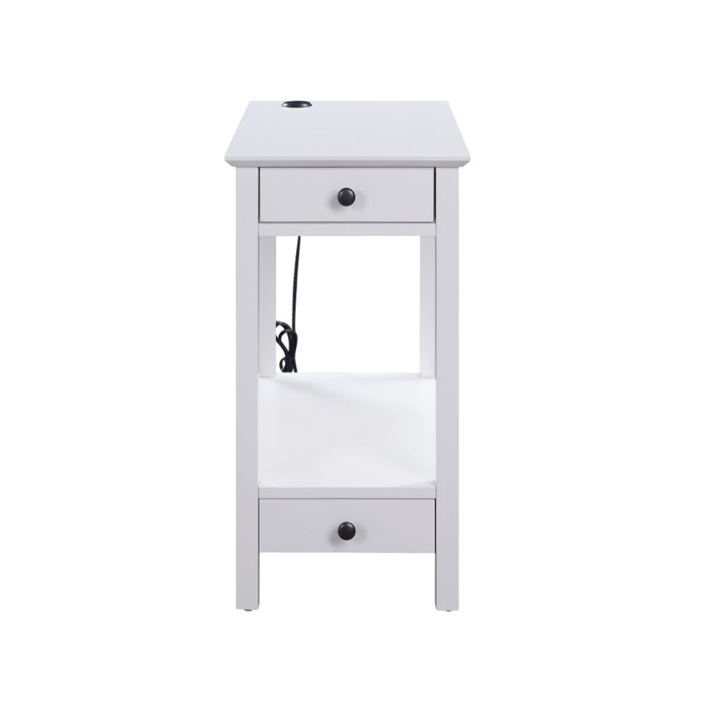 Byzad - Accent Table With USB - White