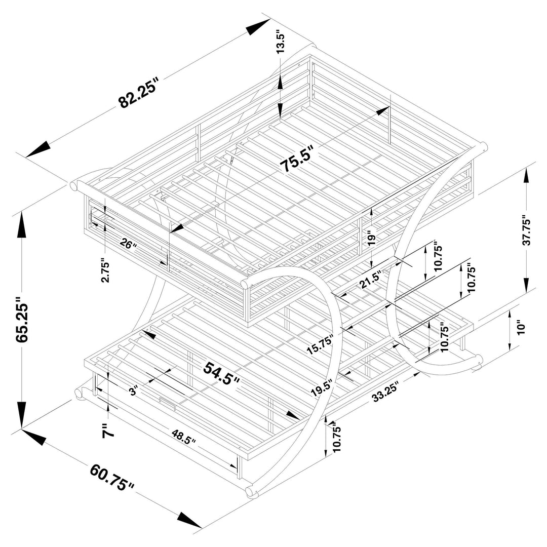 Coaster Furniture 460078 Stephan Metal Full Over Full Bunk Bed Gunmetal