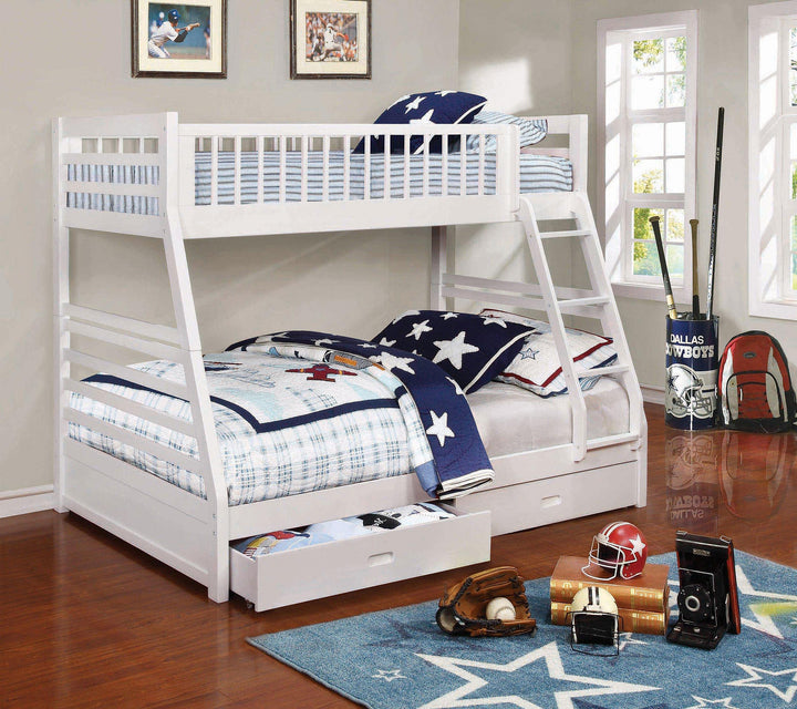 Coaster Furniture 460180 Ashton 2-drawer Wood Twin Over Full Bunk Bed White