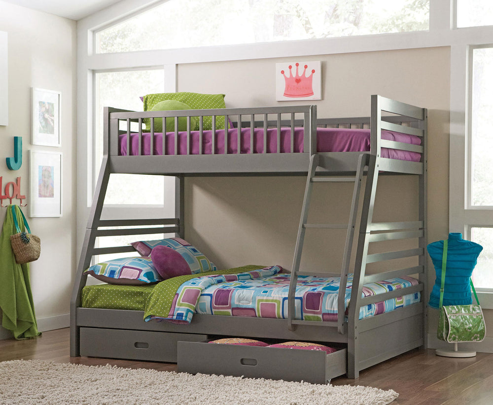Coaster Furniture 460182 Ashton 2-drawer Wood Twin Over Full Bunk Bed Grey