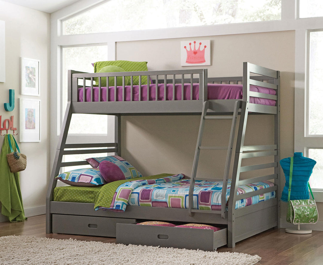 Coaster Furniture 460182 Ashton 2-drawer Wood Twin Over Full Bunk Bed Grey