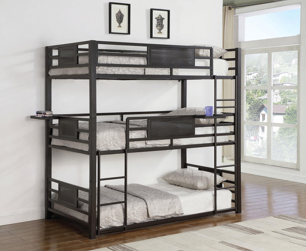 Coaster Furniture 460394T Rogen Metal Twin Triple Bunk Bed Dark Bronze